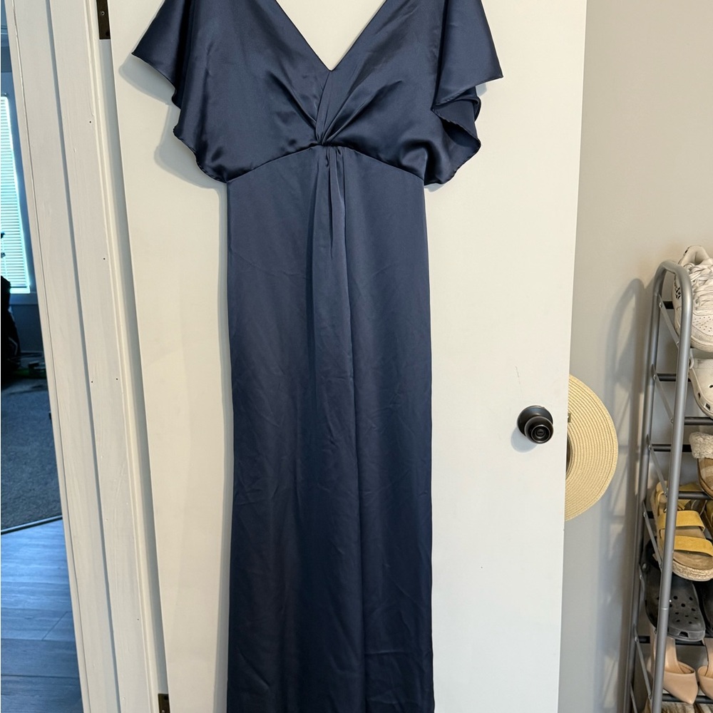 Revelry Bridesmaids Dress Gwen Satin Romantic Blue 717 Size 12 - Picture 3 of 6